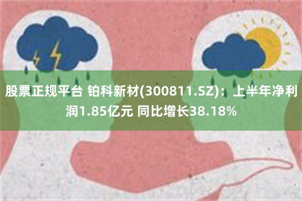 股票正规平台 铂科新材(300811.SZ)：上半年净利润1.85亿元 同比增长38.18%