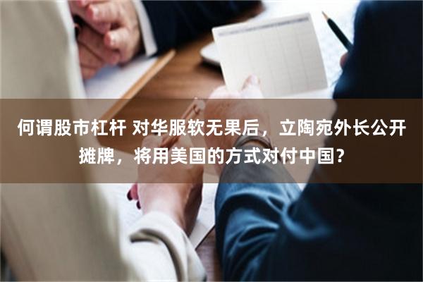 何谓股市杠杆 对华服软无果后，立陶宛外长公开摊牌，将用美国的