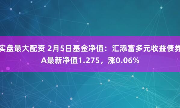 实盘最大配资 2月5日基金净值：汇添富多元收益债券A最新净值1.275，涨0.06%